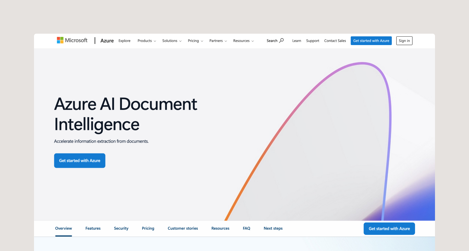 Azure AI Document Intelligence’s homepage.