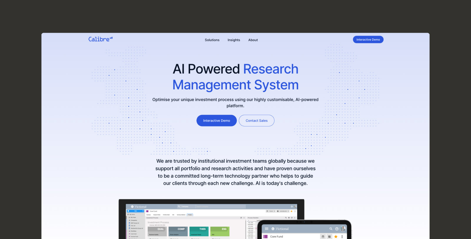 A screenshot of the CalibreRMS homepage.