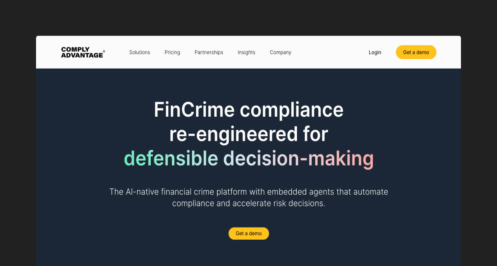 ComplyAdvantage's AI solution for due diligence.