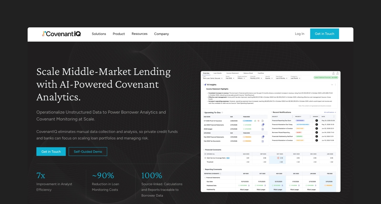 Covenant IQ homepage