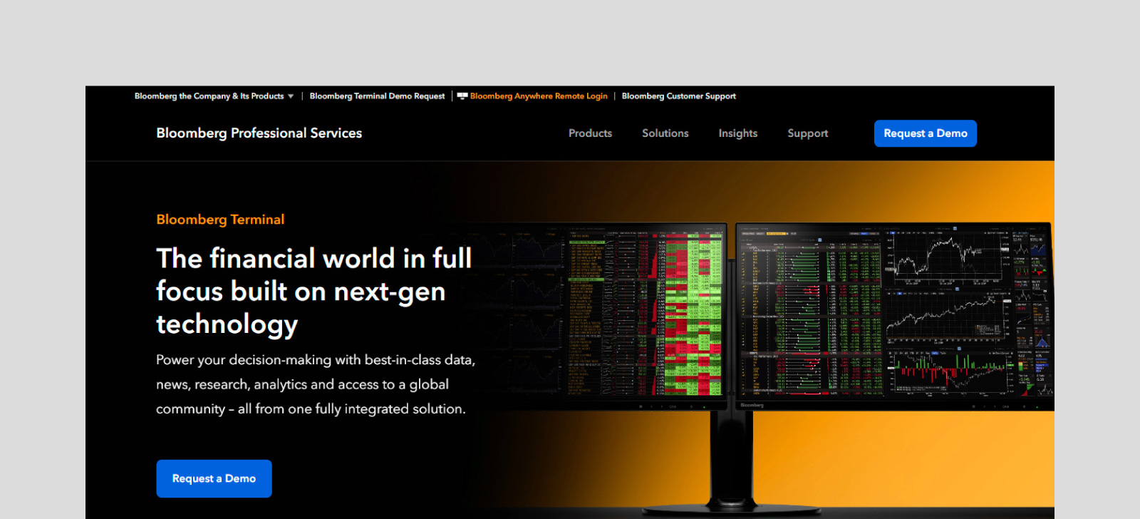Screenshot of the Bloomberg platform.