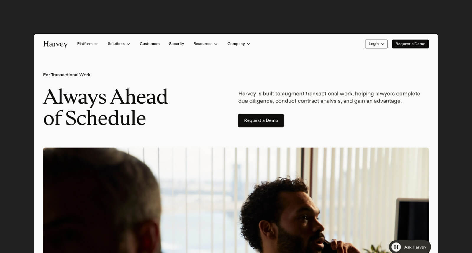 Harvey's legal and professional AI due diligence platform.