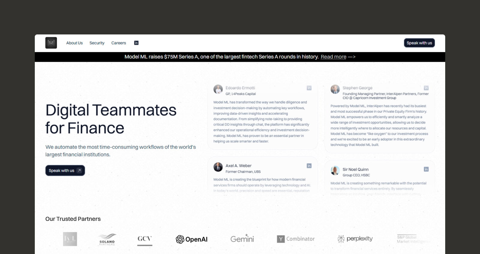 Model ML homepage.