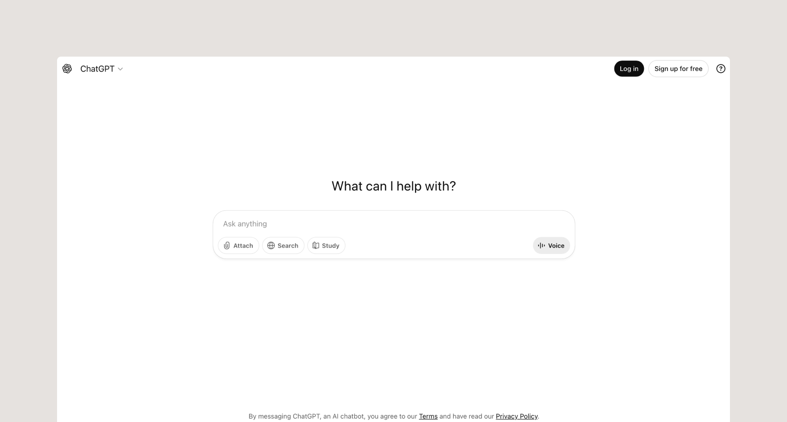 ChatGPT’s homepage.