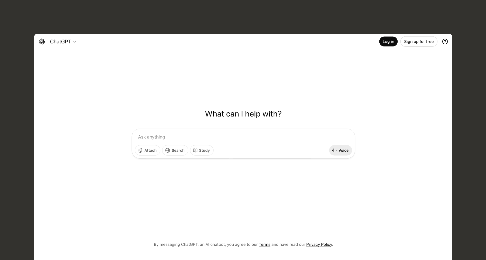 ChatGPT’s homepage.