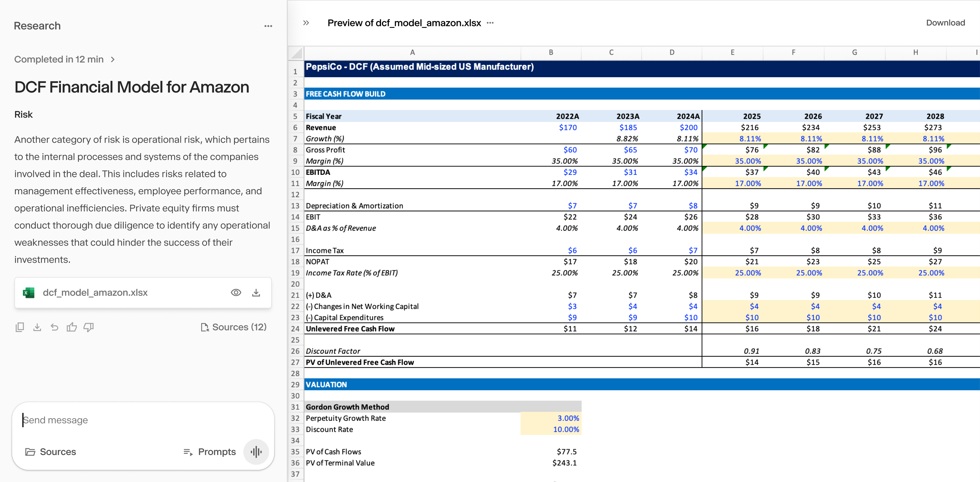 Hebbia now generates financial models that can be exported to Excel. With formulas and structure pre-built, you can populate forecasts, valuations, and comps in seconds.