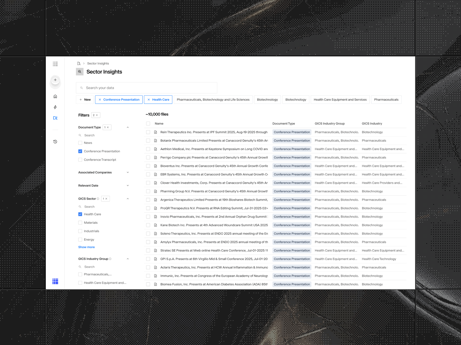 We’ve added conference presentations to the Sector Insights library, alongside S&P‑verified market news and conference transcripts.