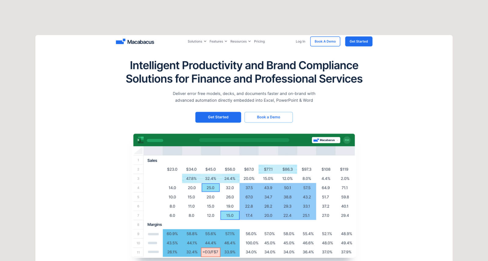 Screenshot of Macabacus website homepage.