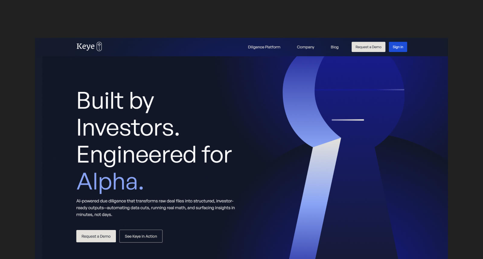 Keye, an AI due diligence solution built by private equity investors.