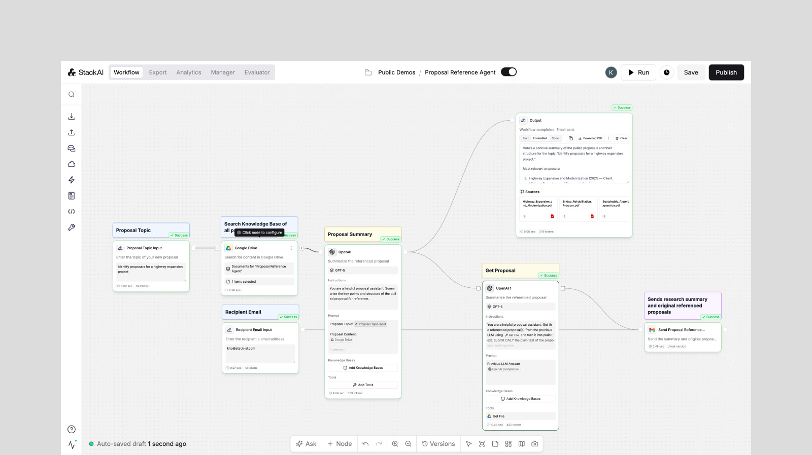 Screenshot of the StackAI platform.