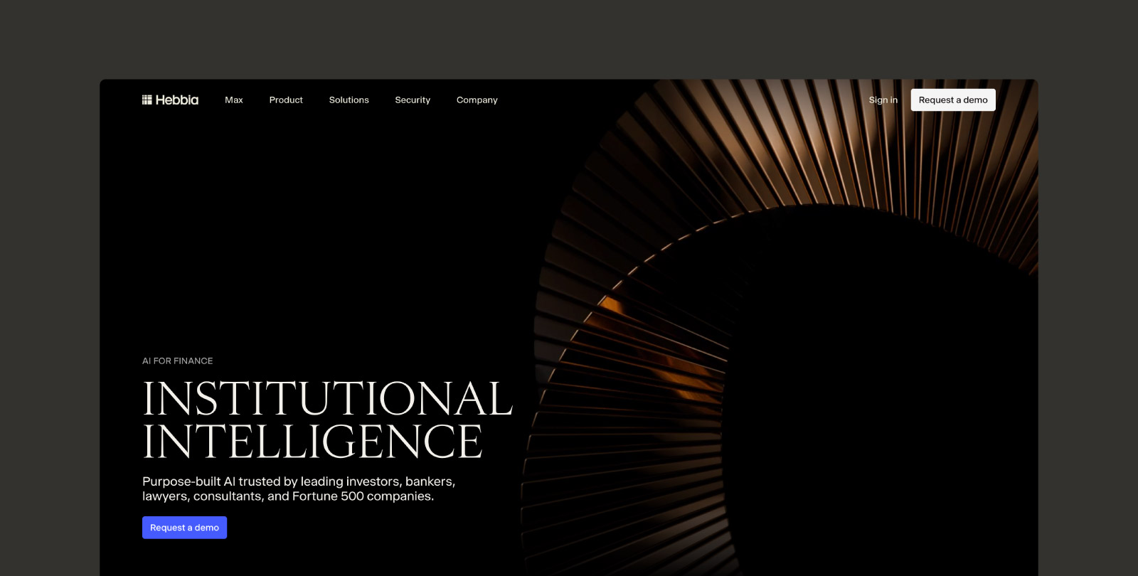 Screenshot of the Hebbia homepage