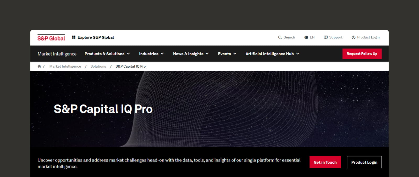 S&P Capital IQ Pro homepage.