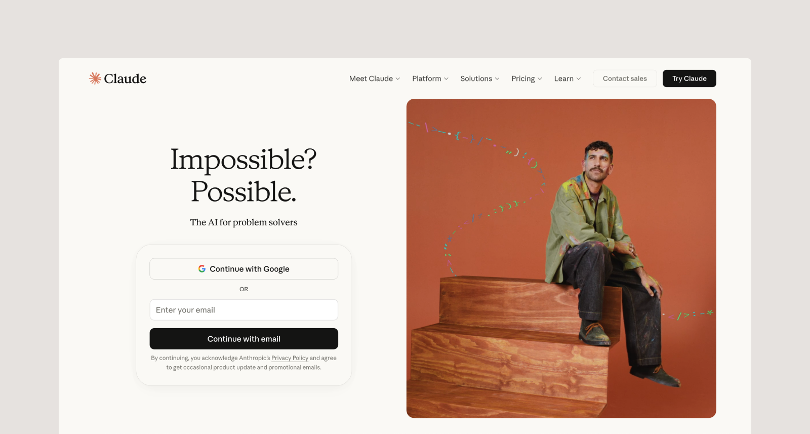 Claude’s homepage.