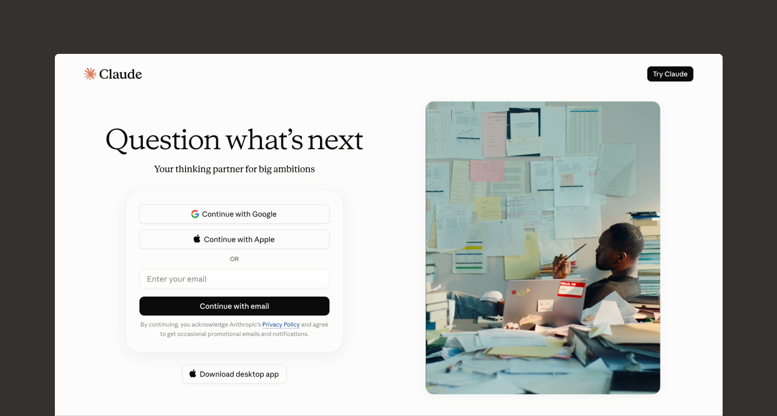 Claude’s login page.