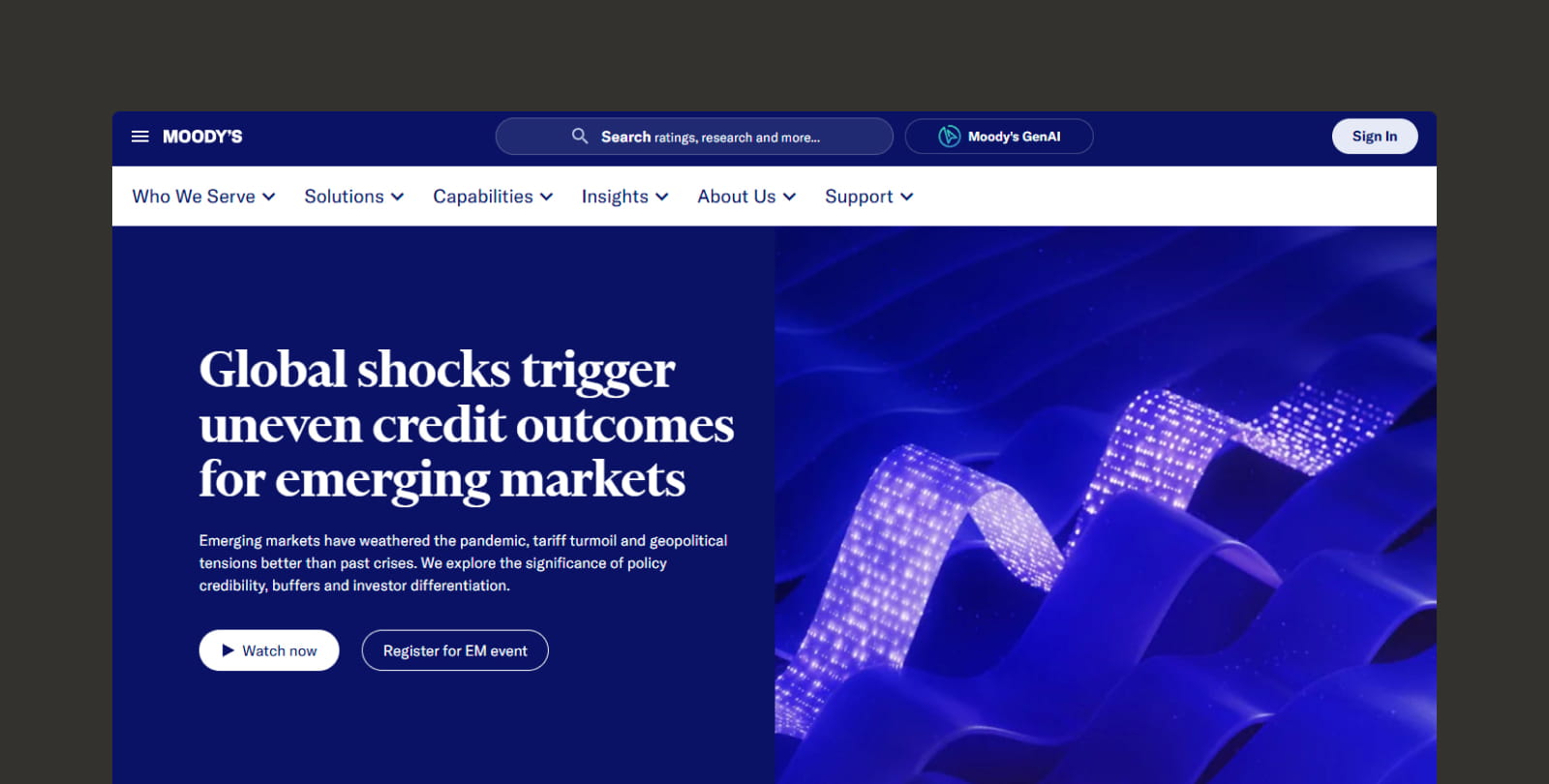 Moody's Analytics homepage.