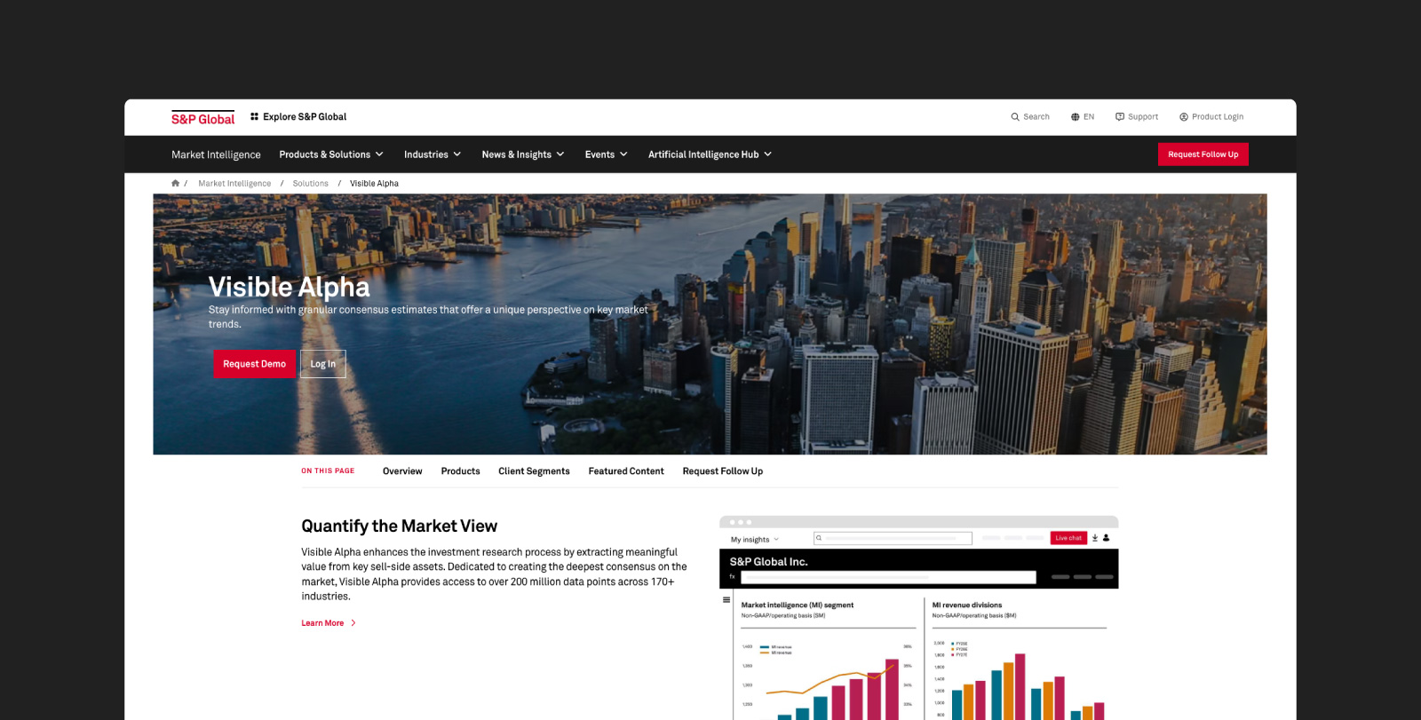 Visible Alpha homepage.