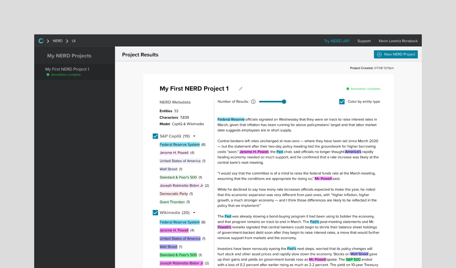 Screenshot of the Kensho platform.