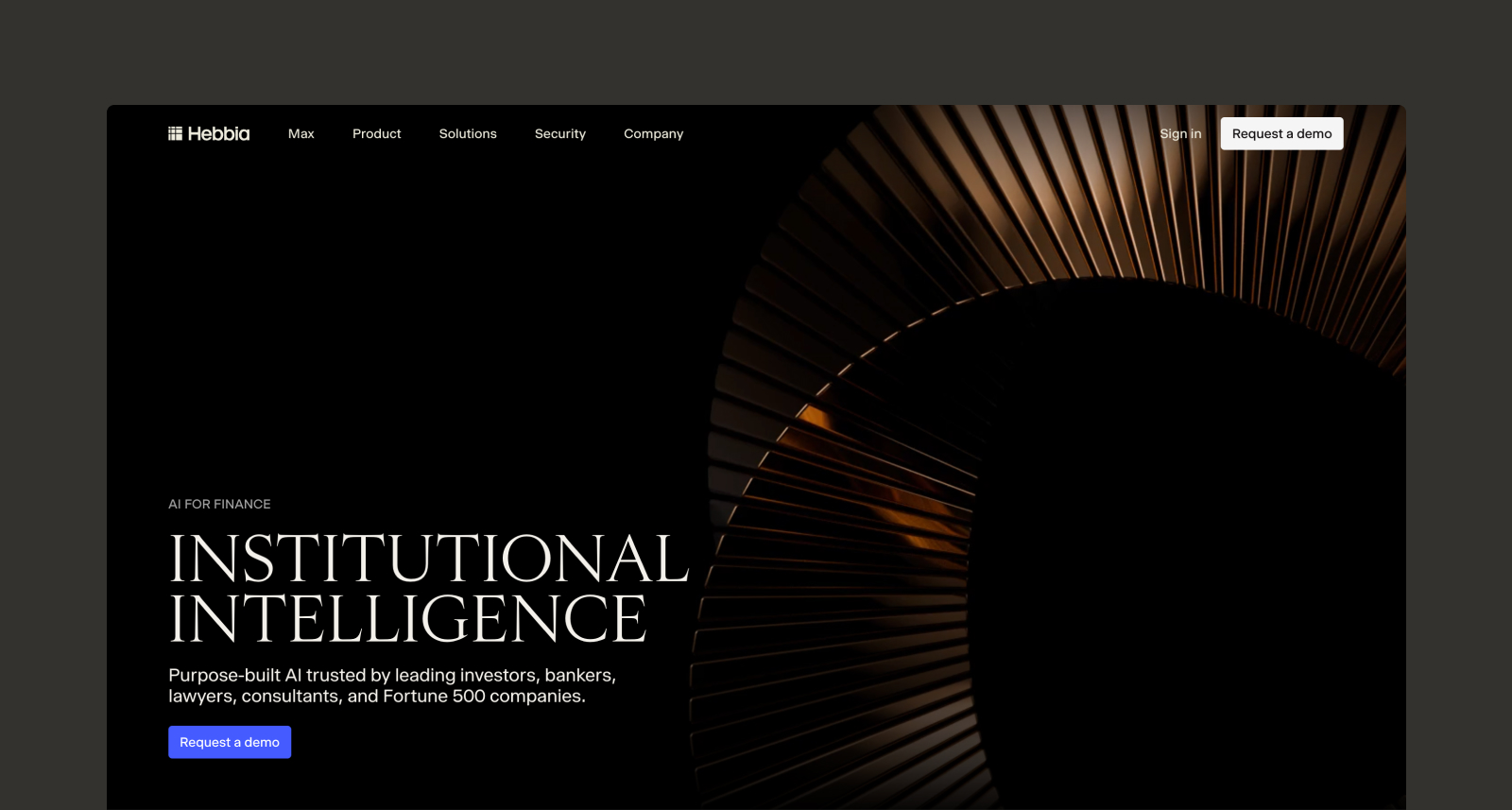 Screenshot of Hebbia home page.