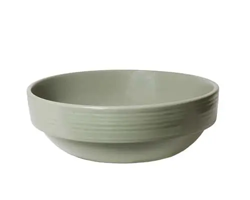 Robert Gordon semi inset basin in sage finish.