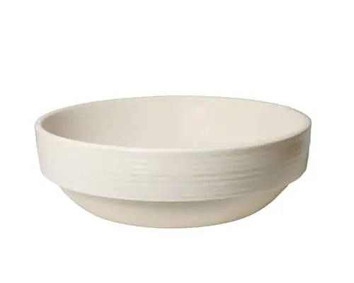 Robert Gordon semi inset basin in poppyseed glaze finish.