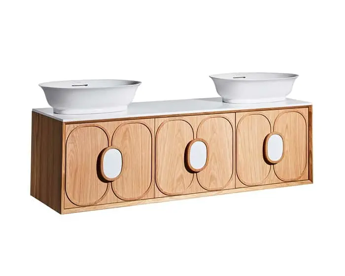 ISSY Blossom timber vanity with dual basins