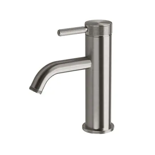 Milli Etch basin mixer tap in brushed gunmetal.