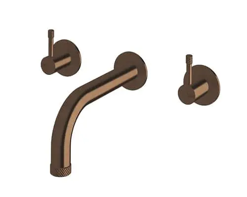 Sussex Scala Nova wall basin tap set in brushed bronze.