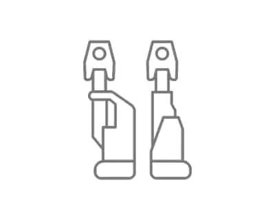 Simple gray line drawings of press tool bits.