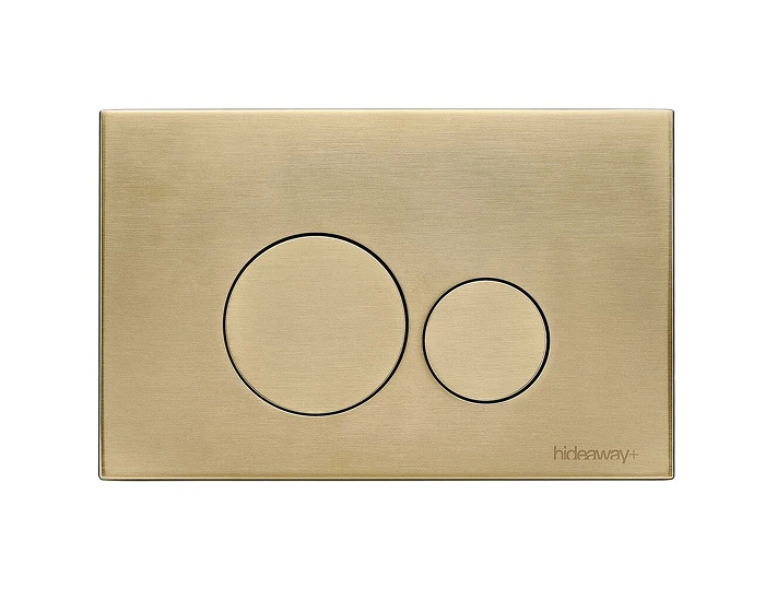 Hideaway+ round button toilet access plate in brushed brass