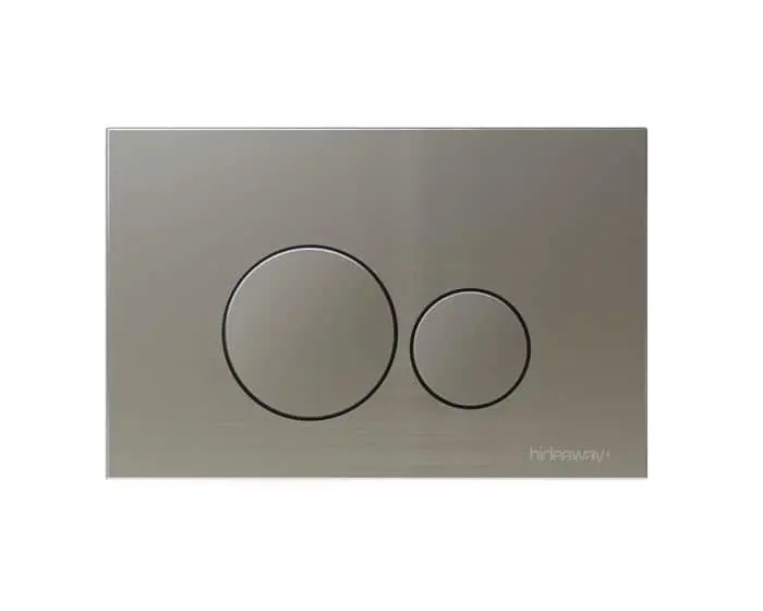 Hideaway+ round button toilet access plate in brushed nickel
