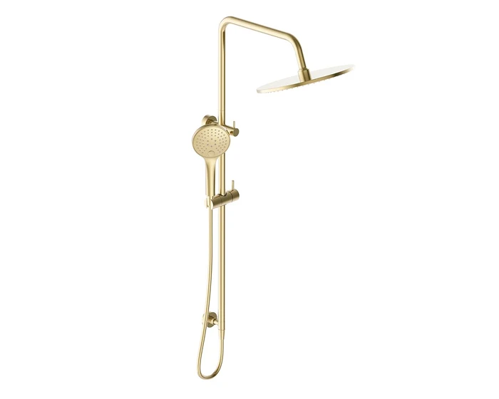 Mizu Drift twin rail shower in brushed brass