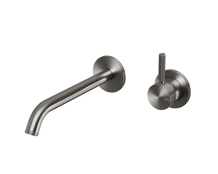 Milli Etch Wall Basin Mixer Set in Brushed Gunmetal