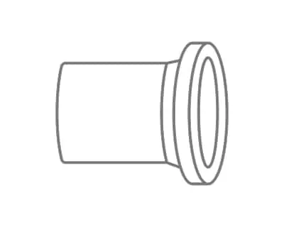 Simple line drawing of a cylindrical pipe or tube fitting with a flared end connection.