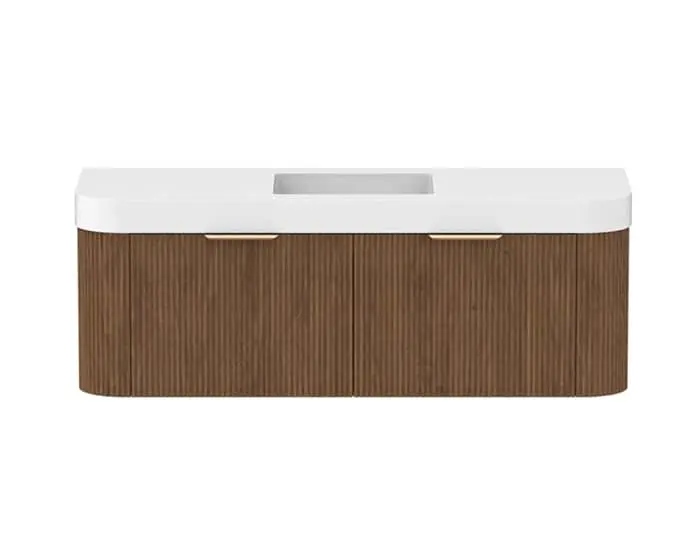 Kado Neue fluted timber vanity with curved edges