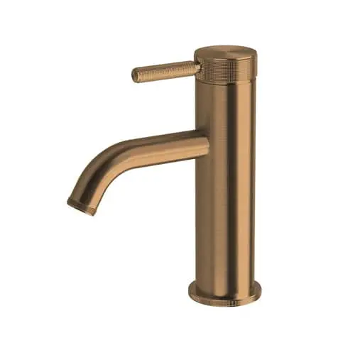 Milli Etch basin mixer tap in brushed bronze.
