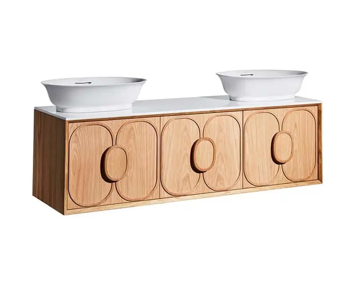 ISSY Blossom timber vanity with dual basins