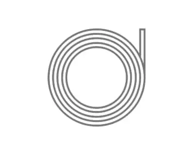 Simple gray line drawing of a coiled tube with a straight section extending from the spiral.