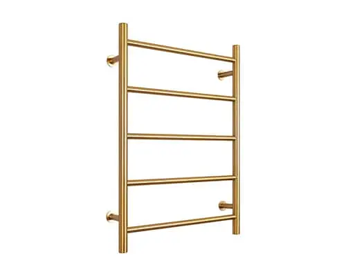 A brushed gold, Mizu Drift towel rail ladder