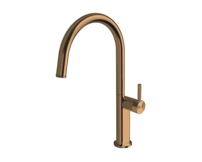 Milli Etch gooseneck sink mixer in brushed bronze
