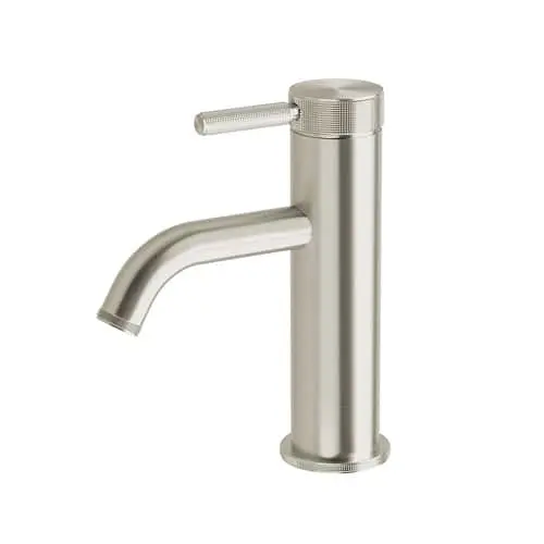 Milli Etch basin mixer tap in brushed nickel.