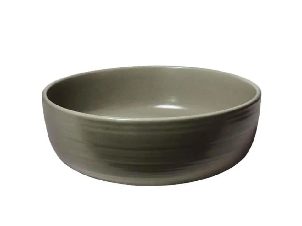 Robert Gordon Potters Collection above counter basin in Olive glaze.