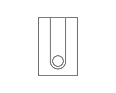 Simple gray line drawing of a rectangular hydronic boiler.