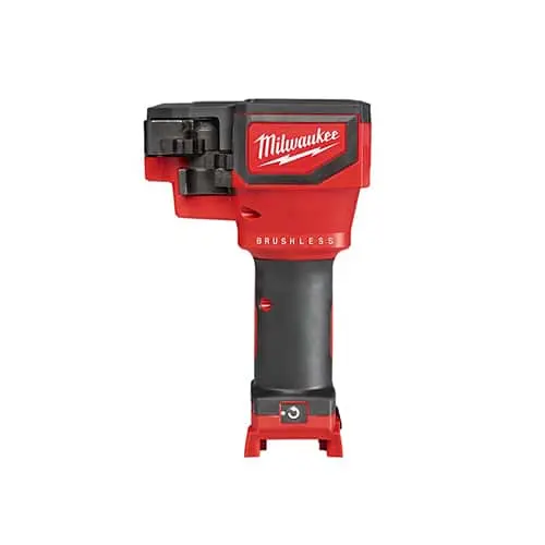 Red and black Milwaukee brushless power tool with pistol grip handle and square cutting head