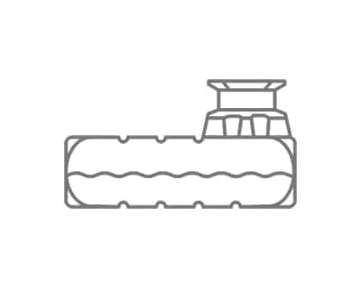 Simple line drawing of an underground water tank.