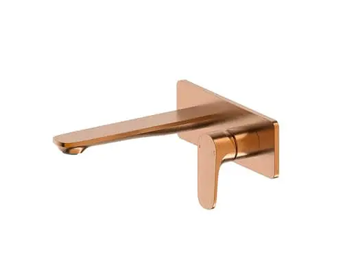 Mizu Silk wall-mounted bronze bathroom faucet with flat spout and minimalist design
