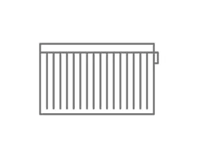 Simple gray outline drawing of a radiator panel.
