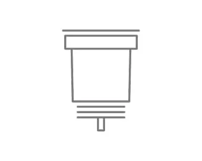 Simple gray line drawing of basin waste.