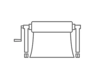Simple line drawing of a pool cover on a roll.