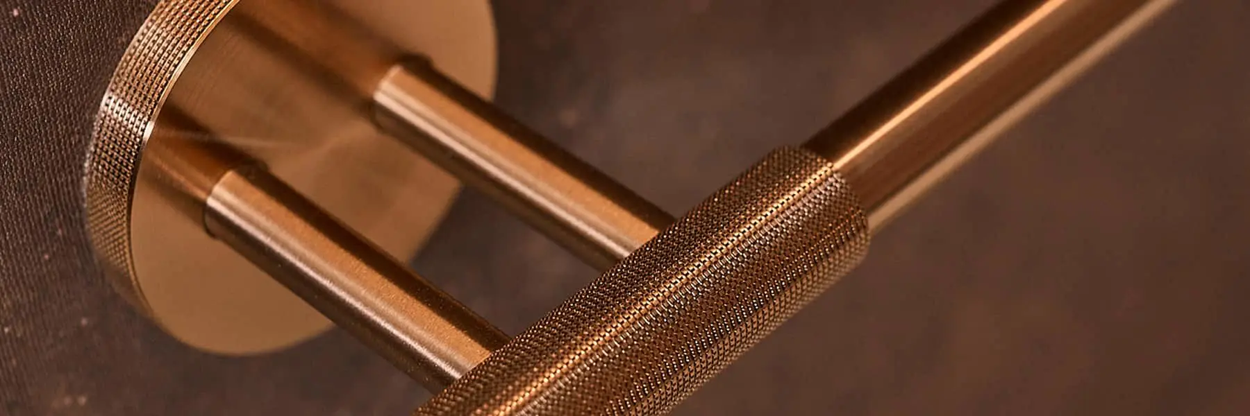 Close-up of bronze detailing on a toilet roll holder.