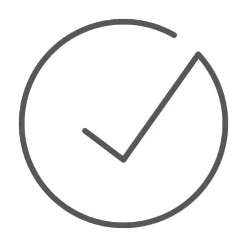 Gray checkmark icon in a circle, representing approval, confirmation, or task completion.
